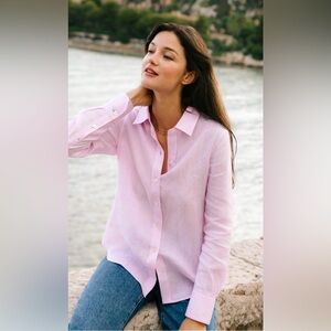 Ravella Italian Linen Shirt Light Pink Button-Down Shirt size XL